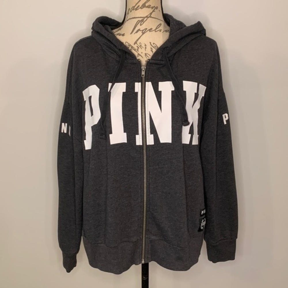 VS PINK zip front logo sweatshirt jacket M